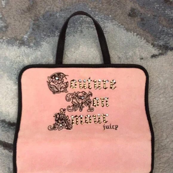 Vtg Y2K Juicy Couture Mon Amour Makeup/Cosmetic/Toiletry Travel Bag w/Handles